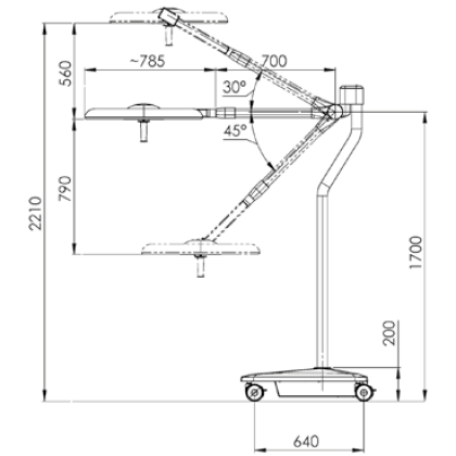 Операционный передвижной светильник Merivaara Q-Flow Mobile Фото товара Операционный передвижной светильник Merivaara Q-Flow Mobile