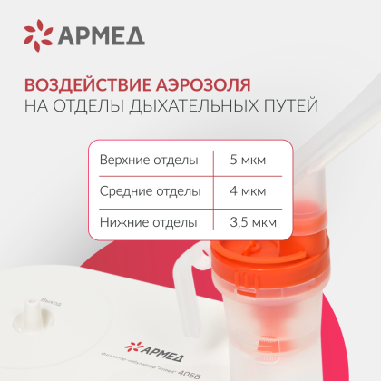 Ингалятор-небулайзер Армед 405B Компрессорный Фото товара Ингалятор-небулайзер Армед 405B Компрессорный