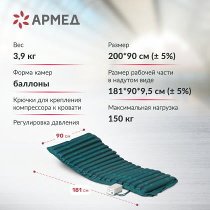Матрас трубчатый Армед DGC001-2 Без функции статик Фото товара Матрас трубчатый Армед DGC001-2 Без функции статик