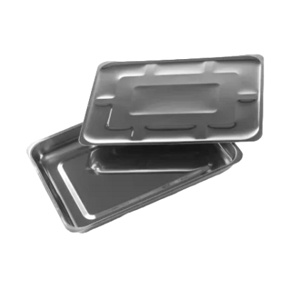 Лоток прямоугольный ЛМПрК МЕДИКОН, нержавеющая сталь, с крышкой, 400х300х45 мм Фото товара Лоток прямоугольный ЛМПрК МЕДИКОН, нержавеющая сталь, с крышкой, 400х300х45 мм