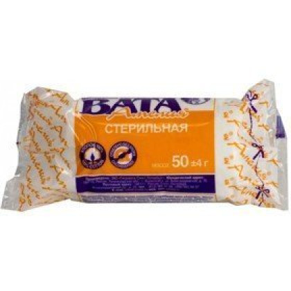 Стерильная хирургическая вата фасованная по 50 г Фото товара Стерильная хирургическая вата фасованная по 50 г