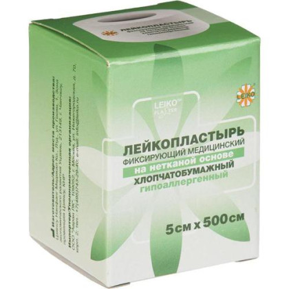 LEIKO, хлопчатобумажный неткан. лейкопластырь 5*500 см, кат. в инд. уп. Фото товара LEIKO, хлопчатобумажный неткан. лейкопластырь 5*500 см, кат. в инд. уп.
