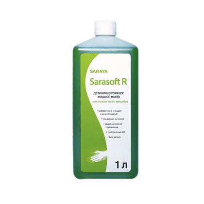 Sarasoft R кожный антисептик, жидкое мыло, 1 л, ЕВРОФЛАКОН Фото товара Sarasoft R кожный антисептик, жидкое мыло, 1 л, ЕВРОФЛАКОН
