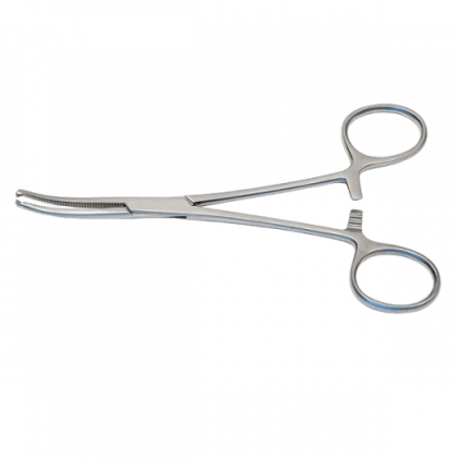 Зажим Рочестера-Окснера кровоостанавливающий 1х2 зубый изогнутый, №3, 205 мм Фото товара Зажим Рочестера-Окснера кровоостанавливающий 1х2 зубый изогнутый, №3, 205 мм