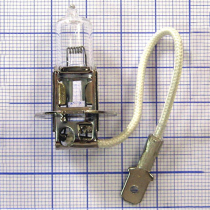 Лампа галогенная АКГ 24-100-1 (H3) PК22s Фото товара Лампа галогенная АКГ 24-100-1 (H3) PК22s