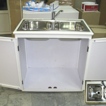 Тумба стоматологическая с двойной мойкой Фото товара Тумба стоматологическая с двойной мойкой