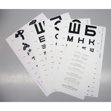 Фото товара Таблицы для определения остроты зрения, комплект 5 штук