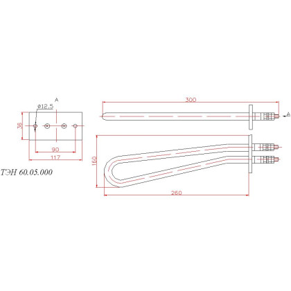 ТЭН 60.05.000 (1,25кВт, 220В, медь, вода) Фото товара ТЭН 60.05.000 (1,25кВт, 220В, медь, вода)