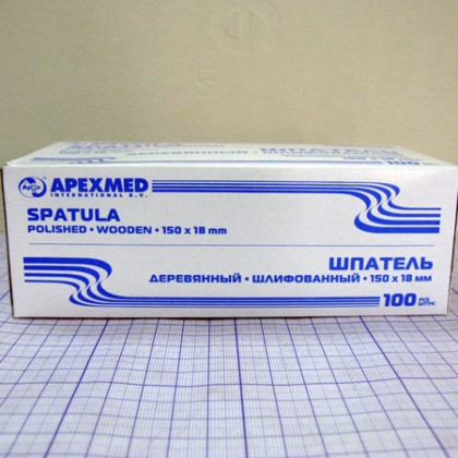 Шпатель для языка деревянный 150х18мм. (одноразовый, стерильный) (100шт/упаковка.) Фото товара Шпатель для языка деревянный 150х18мм. (одноразовый, стерильный) (100шт/упаковка.)