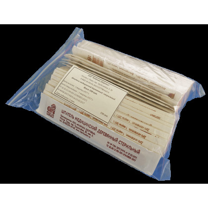 Шпатель для языка деревянный 150х18мм. (одноразовый, стерильный) (100шт/упаковка.) Фото товара Шпатель для языка деревянный 150х18мм. (одноразовый, стерильный) (100шт/упаковка.)