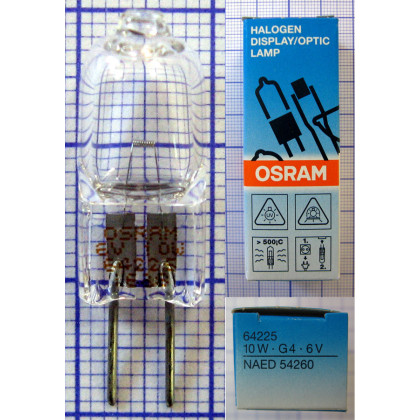 Лампа галогенная Osram 64225 6V 10W G4 Фото товара Лампа галогенная Osram 64225 6V 10W G4