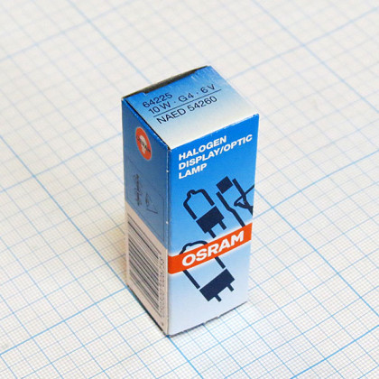 Лампа галогенная Osram 64225 6V 10W G4 Фото товара Лампа галогенная Osram 64225 6V 10W G4