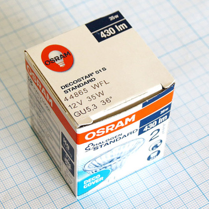 Лампа галогенная (галогеновая) Osram 44865 WFL 12V 35W GU5,3 Фото товара Лампа галогенная (галогеновая) Osram 44865 WFL 12V 35W GU5,3
