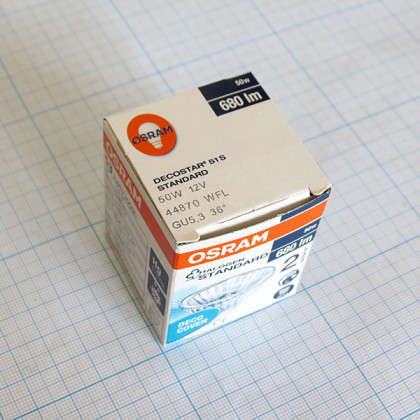 Лампа галогенная (галогеновая) Osram 44870 WFL 12V 50W GU5,3 Фото товара Лампа галогенная (галогеновая) Osram 44870 WFL 12V 50W GU5,3