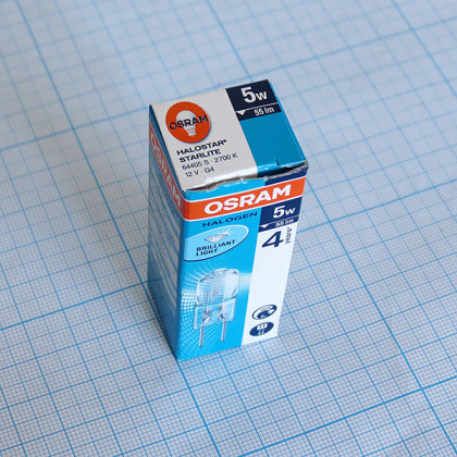 Лампа галогенная (галогеновая) Osram 64405S 12V 5W G4 Фото товара Лампа галогенная (галогеновая) Osram 64405S 12V 5W G4