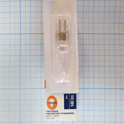 Лампа галогенная (галогеновая) Osram 64415 12V 10W G4 Фото товара Лампа галогенная (галогеновая) Osram 64415 12V 10W G4