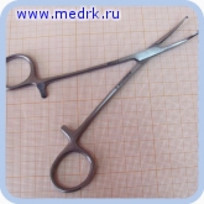 Зажим кровоостанавливающий зубчатый изогнутый №1 J-17-060 Фото товара Зажим кровоостанавливающий зубчатый изогнутый №1 J-17-060