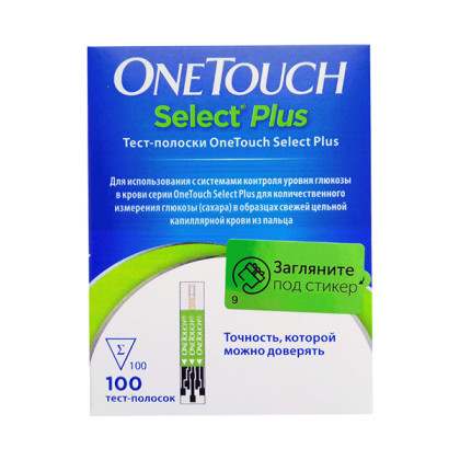 Фото товара Тест-полоски для глюкометра "One touch Select Plus" №100