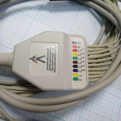 Фото товара Кабель для ЭКГ Fukuda KP-500D/Cardisuny 501/Cardisuny C120/C300 (F6252R) Fiab с 4-мм штекерами