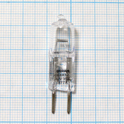 Лампа галогенная (галогеновая) Osram Halostar 64432 12V 35W GY6,35 Фото товара Лампа галогенная (галогеновая) Osram Halostar 64432 12V 35W GY6,35