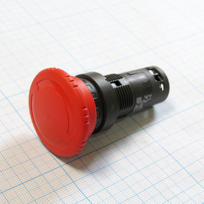 Кнопка красная грибовидная 1НО+1НЗ Фото товара Кнопка красная грибовидная 1НО+1НЗ