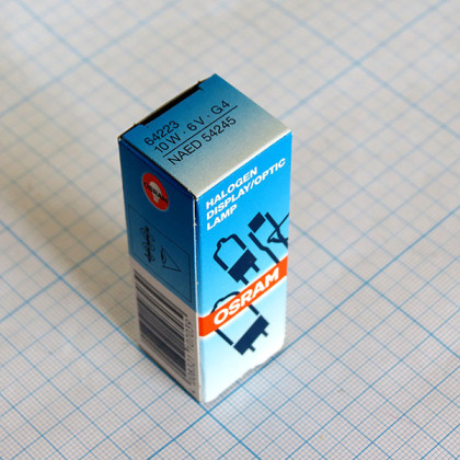 Лампа галогенная Osram 64223 6V 10W M/43 G4 Фото товара Лампа галогенная Osram 64223 6V 10W M/43 G4