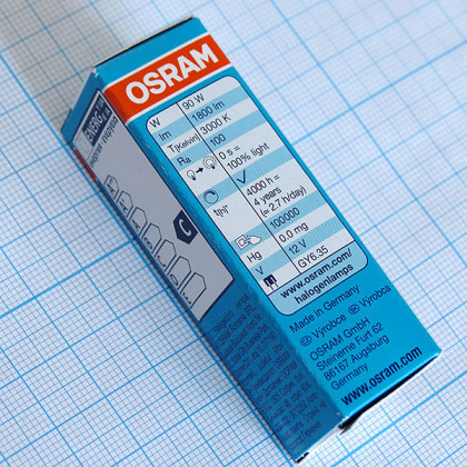 Лампа галогенная Osram 64458S 12V 90W GY6,35 Фото товара Лампа галогенная Osram 64458S 12V 90W GY6,35