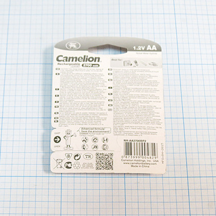 Аккумулятор CAMELION NI-MH R6 2700 mAh BP-2 (2 шт.)  Фото товара Аккумулятор CAMELION NI-MH R6 2700 mAh BP-2 (2 шт.)