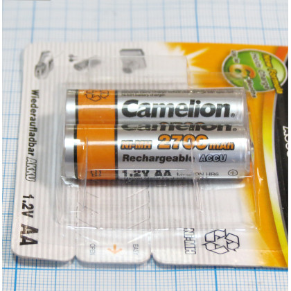 Аккумулятор CAMELION NI-MH R6 2700 mAh BP-2 (2 шт.)  Фото товара Аккумулятор CAMELION NI-MH R6 2700 mAh BP-2 (2 шт.)