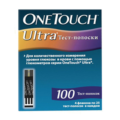 Тест-полоски OneTouch Ultra №100  Фото товара Тест-полоски OneTouch Ultra №100