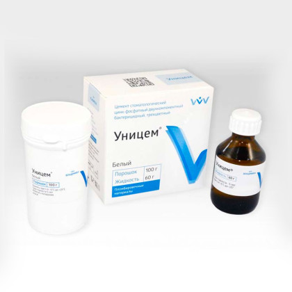 Уницем 100/60г белый (цинк-фосфат. цемент) Фото товара Уницем 100/60г белый (цинк-фосфат. цемент)