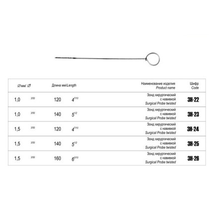 Зонд хирургический с навивкой (3Н-22, 3Н-23, 3Н-24, 3Н-22, 3Н-22 Фото товара Зонд хирургический с навивкой (3Н-22, 3Н-23, 3Н-24, 3Н-22, 3Н-22