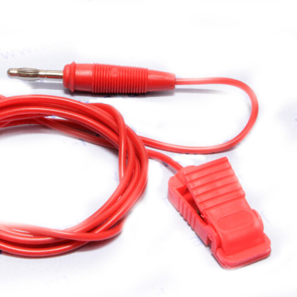 Фото товара Кабель силиконовый красный, штекер "банан" O 4 мм/1 зажим "крокодил" 18 мм