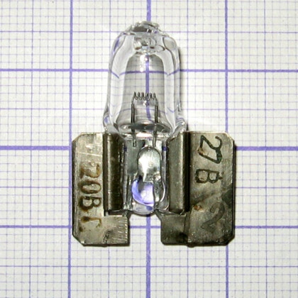 Лампа галогенная (галогеновая) КГСМ 27-20 кварцевая самолетная Фото товара Лампа галогенная (галогеновая) КГСМ 27-20 кварцевая самолетная