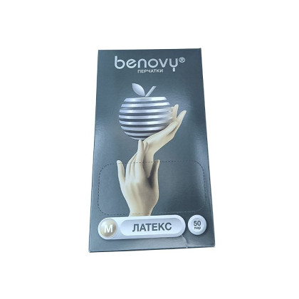 ! Перчатки латексные медицинские BENOVY Latex Chlorinated, р-м M, 50 пар в упаковке Фото товара ! Перчатки латексные медицинские BENOVY Latex Chlorinated, р-м M, 50 пар в упаковке