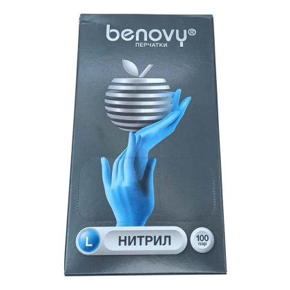 ! Перчатки нитриловые BENOVY Nitrile Chlorinated, голубые, одноразовые, смотровые, размер L, упаковка: 100 пар Фото товара ! Перчатки нитриловые BENOVY Nitrile Chlorinated, голубые, одноразовые, смотровые, размер L, упаковка: 100 пар