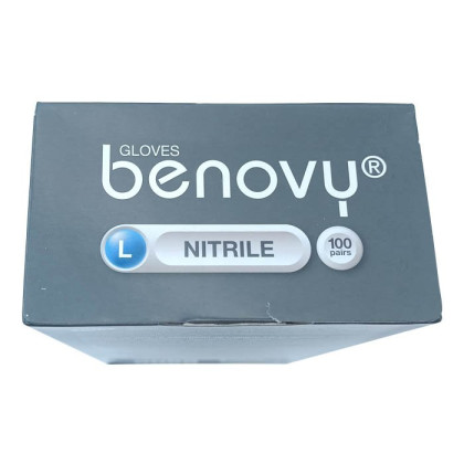 ! Перчатки нитриловые BENOVY Nitrile Chlorinated, голубые, одноразовые, смотровые, размер L, упаковка: 100 пар Фото товара ! Перчатки нитриловые BENOVY Nitrile Chlorinated, голубые, одноразовые, смотровые, размер L, упаковка: 100 пар