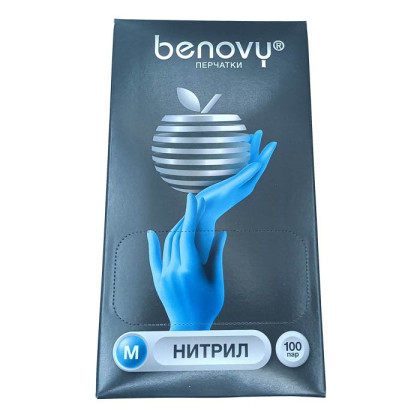 ! Перчатки нитриловые BENOVY Nitrile Chlorinated, голубые, одноразовые, смотровые, размер M, упаковка: 100 пар Фото товара ! Перчатки нитриловые BENOVY Nitrile Chlorinated, голубые, одноразовые, смотровые, размер M, упаковка: 100 пар