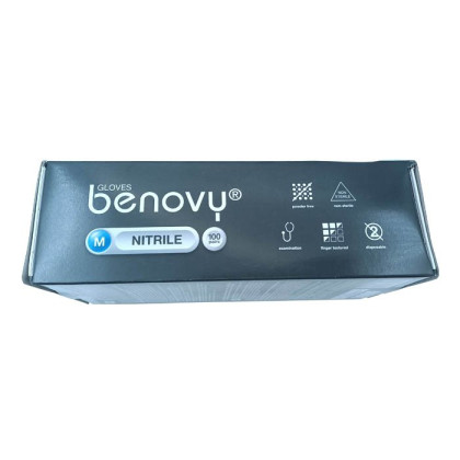 ! Перчатки нитриловые BENOVY Nitrile Chlorinated, голубые, одноразовые, смотровые, размер M, упаковка: 100 пар Фото товара ! Перчатки нитриловые BENOVY Nitrile Chlorinated, голубые, одноразовые, смотровые, размер M, упаковка: 100 пар