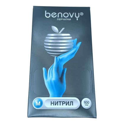 ! Перчатки нитриловые BENOVY Nitrile Chlorinated, голубые, одноразовые, смотровые, размер M, упаковка: 100 пар Фото товара ! Перчатки нитриловые BENOVY Nitrile Chlorinated, голубые, одноразовые, смотровые, размер M, упаковка: 100 пар