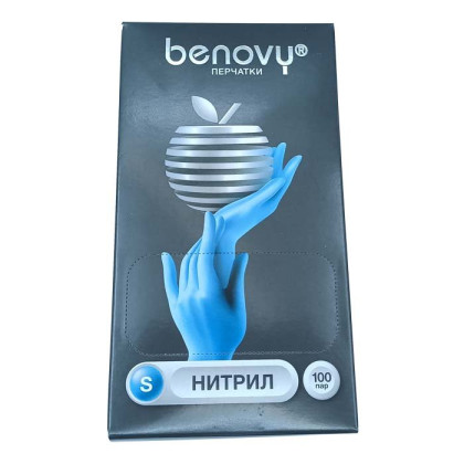 ! Перчатки нитриловые BENOVY Nitrile Chlorinated, голубые, одноразовые, смотровые, размер S, упаковка: 100 пар Фото товара ! Перчатки нитриловые BENOVY Nitrile Chlorinated, голубые, одноразовые, смотровые, размер S, упаковка: 100 пар