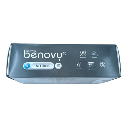 ! Перчатки нитриловые BENOVY Nitrile Chlorinated, голубые, одноразовые, смотровые, размер S, упаковка: 100 пар Фото товара ! Перчатки нитриловые BENOVY Nitrile Chlorinated, голубые, одноразовые, смотровые, размер S, упаковка: 100 пар