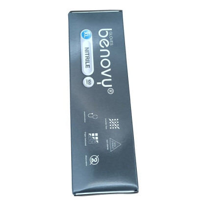 ! Перчатки нитриловые BENOVY Nitrile Chlorinated, голубые, одноразовые, смотровые, размер XL, упаковка: 100 пар Фото товара ! Перчатки нитриловые BENOVY Nitrile Chlorinated, голубые, одноразовые, смотровые, размер XL, упаковка: 100 пар
