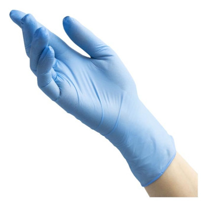 ! Перчатки нитриловые BENOVY Nitrile Chlorinated, голубые, размер M, текстурированные на пальцах, 50 пар в упаковке Фото товара ! Перчатки нитриловые BENOVY Nitrile Chlorinated, голубые, размер M, текстурированные на пальцах, 50 пар в упаковке