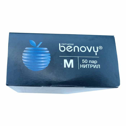 ! Перчатки нитриловые BENOVY Nitrile Chlorinated, голубые, размер M, текстурированные полностью, 50 пар в упаковке Фото товара ! Перчатки нитриловые BENOVY Nitrile Chlorinated, голубые, размер M, текстурированные полностью, 50 пар в упаковке