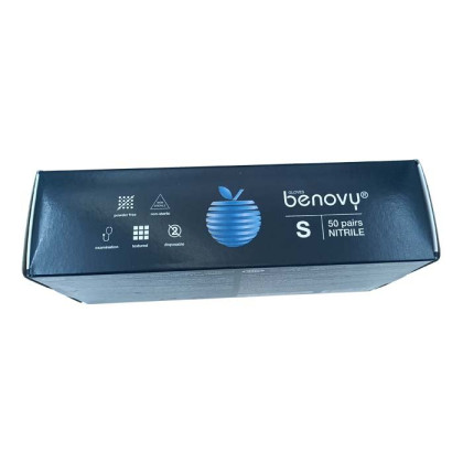 ! Перчатки нитриловые BENOVY Nitrile Chlorinated, голубые, размер S, 50 пар в упаковке Фото товара ! Перчатки нитриловые BENOVY Nitrile Chlorinated, голубые, размер S, 50 пар в упаковке