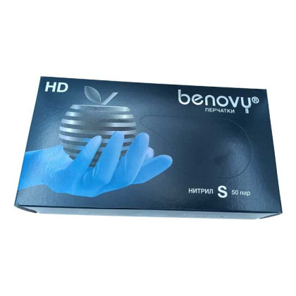 ! Перчатки нитриловые BENOVY Nitrile Chlorinated, голубые, размер S, 50 пар в упаковке Фото товара ! Перчатки нитриловые BENOVY Nitrile Chlorinated, голубые, размер S, 50 пар в упаковке