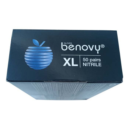 ! Перчатки нитриловые BENOVY Nitrile Chlorinated, голубые, размер XL, текстурированные полностью, 50 пар в упаковке Фото товара ! Перчатки нитриловые BENOVY Nitrile Chlorinated, голубые, размер XL, текстурированные полностью, 50 пар в упаковке