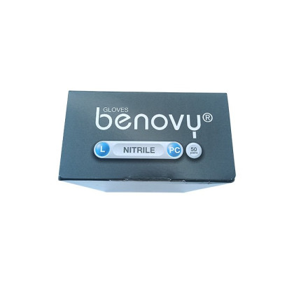 ! Перчатки нитриловые BENOVY Nitrile РС, голубые, размер L, текстурированные на пальцах, 50 пар в упаковке Фото товара ! Перчатки нитриловые BENOVY Nitrile РС, голубые, размер L, текстурированные на пальцах, 50 пар в упаковке