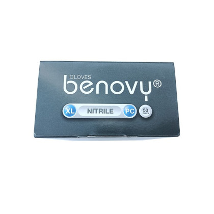 Фото товара ! Перчатки нитриловые BENOVY Nitrile РС, голубые, размер XL, текстурированные на пальцах, 50 пар в упаковке